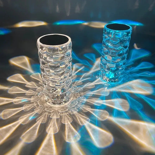 Nordic Crystal Touch Table Lamp – Dimmable Night Light with Rose & Diamond Design
